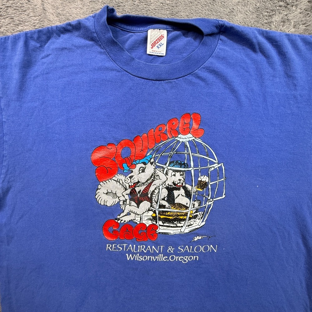 Vintage Jerzees Tee Shirt Squirrel Cage Restaurant Wilsonville Oregon Mens XL